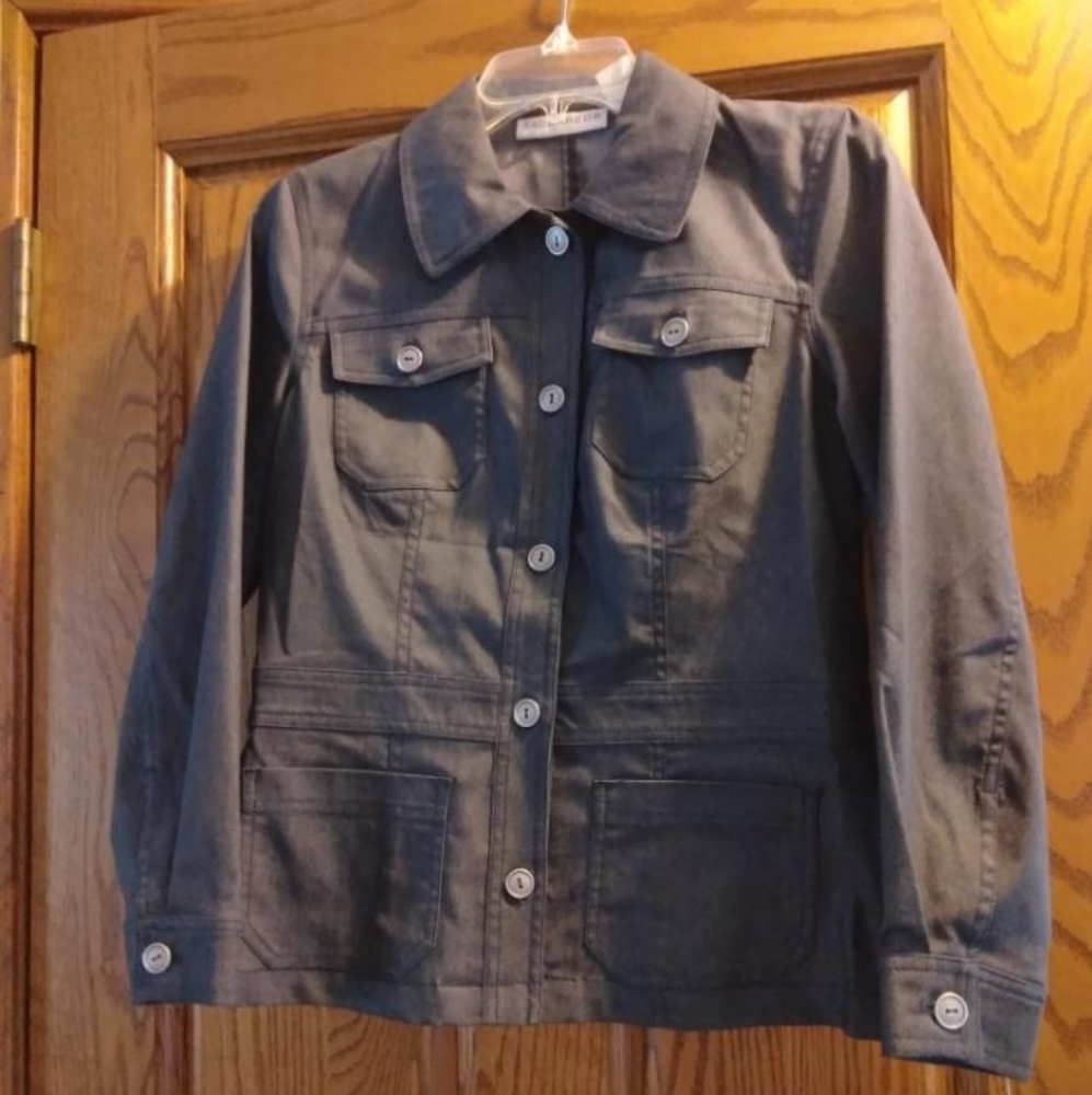 Sag Harbor Petites Button Down Long Sleeve Denim Blouse